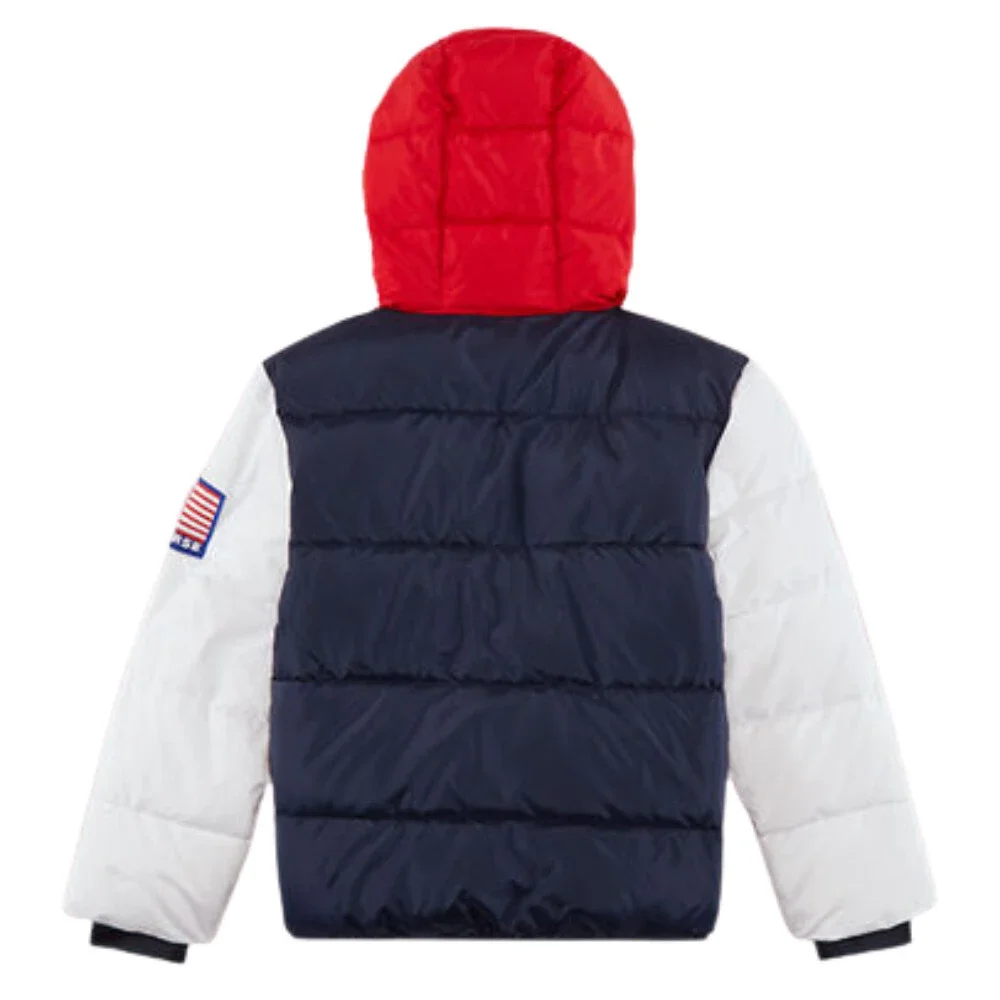 Converse Varsity Puffer Jacket Boys Medium Colorblock Full Zip Hooded GBO294